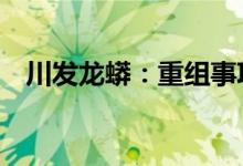 川发龙蟒：重组事项6月9日上会股票停牌