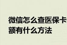 微信怎么查医保卡余额明细 微信查医保卡余额有什么方法 