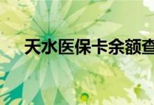 天水医保卡余额查询 天水医疗保险查询