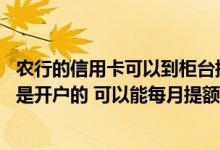 农行的信用卡可以到柜台提额度吗 你们农行信用卡如果刚刚是开户的 可以能每月提额度是多少