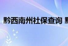 黔西南州社保查询 黔西南州个人社保卡查询