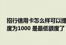 招行信用卡怎么样可以提额度 我办理了一张招行信用卡 额度为1000 是最低额度了 请问招行信用卡该怎样提额