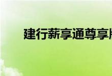 建行薪享通尊享版 建行薪享通是什么