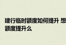 建行临时额度如何提升 想问问建行临时额度调高有利于固定额度提升么