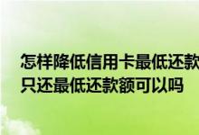 怎样降低信用卡最低还款额度 怎样提高信用卡的额度 每月只还最低还款额可以吗