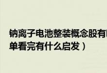 钠离子电池整装概念股有哪些（钠离子电池整装板块股票名单看完有什么启发）