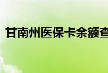 甘南州医保卡余额查询 甘南州医疗保险查询