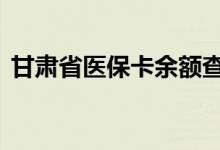 甘肃省医保卡余额查询 甘肃省医疗保险查询