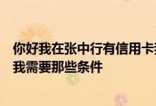 你好我在张中行有信用卡我能提高信用额度吗？如果是这样我需要那些条件