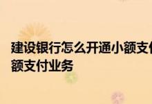 建设银行怎么开通小额支付 建设银行：什么是银行卡网上小额支付业务