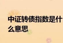 中证转债指数是什么意思 中证转债指数是什么意思 