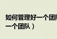 如何管理好一个团队方法500字（如何管理好一个团队）