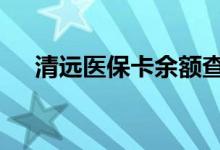 清远医保卡余额查询 清远医疗保险查询