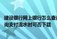 建设银行网上银行怎么查询流水账 建设银行：网上银行在查询支付流水时可否下载