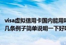 visa虚拟信用卡国内能用吗 visa虚拟信用卡有哪些特点 请举几条例子简单说明一下好吗