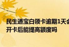 民生通宝白领卡逾期1天会怎么样 民生通宝白领白金信用卡开卡后能提高额度吗