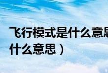 飞行模式是什么意思有什么作用（飞行模式是什么意思）