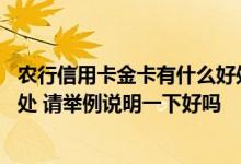 农行信用卡金卡有什么好处 不同类型的农行信用卡有哪些好处 请举例说明一下好吗