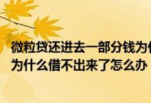 微粒贷还进去一部分钱为什么借不出来了 微粒贷还进去的钱为什么借不出来了怎么办