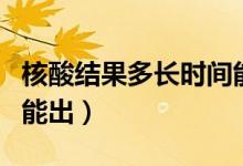核酸结果多长时间能出来（核酸结果多长时间能出）