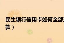 民生银行信用卡如何全部还款（民生银行信用卡如何网上还款）