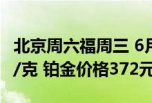 北京周六福周三 6月22日黄金价格报价513元/克 铂金价格372元/克