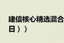 建信核心精选混合最新净值是多少（（4月8日））