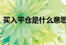 买入平仓是什么意思啊 买入平仓是什么意思