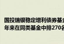 国投瑞银稳定增利债券基金2021年第三季度表现如何（近两年来在同类基金中排270名（4月18日））
