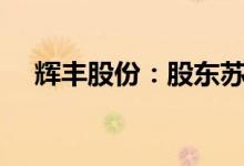 辉丰股份：股东苏仕拟减持不超1%股份