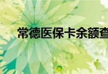 常德医保卡余额查询 常德医疗保险查询