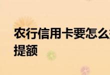农行信用卡要怎么提额 农行信用卡怎么办理提额
