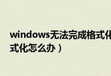 windows无法完成格式化固态硬盘（windows无法完成格式化怎么办）