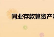 同业存款算资产吗 同业存款算资产吗