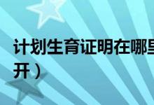 计划生育证明在哪里弄（计划生育证明在哪里开）