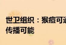 世卫组织：猴痘可通过飞沫传播甚至存在空气传播可能