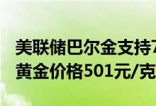美联储巴尔金支持7月加息 6月22日太阳金店黄金价格501元/克