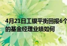 4月21日工银平衡回报6个月持有期债券C基金净值是多少它的基金经理业绩如何