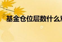 基金仓位层数什么意思 基金仓位什么意思