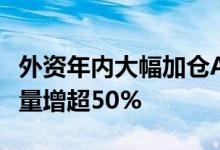 外资年内大幅加仓A股银行保险股对10股持股量增超50%