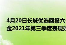 4月20日长城优选回报六个月混合A一个月来下降5.01%基金2021年第三季度表现如何
