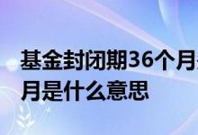 基金封闭期36个月是什么意思 基金封闭36个月是什么意思
