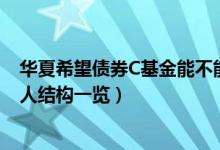 华夏希望债券C基金能不能买（截至2022年4月11日年持股人结构一览）