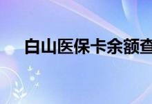 白山医保卡余额查询 白山医疗保险查询