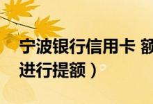 宁波银行信用卡 额度（宁波银行信用卡如何进行提额）