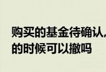 购买的基金待确认,如何撤单 基金买入待确认的时候可以撤吗