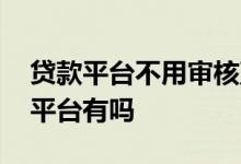 贷款平台不用审核直接放款 不用审核的贷款平台有吗