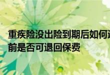 重疾险没出险到期后如何返还保费 重疾险出险在第二次交费前是否可退回保费