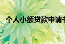 个人小额贷款申请书（个人小额贷款公司）