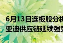 6月13日连板股分析：连板股晋级率仅17%比亚迪供应链延续强势